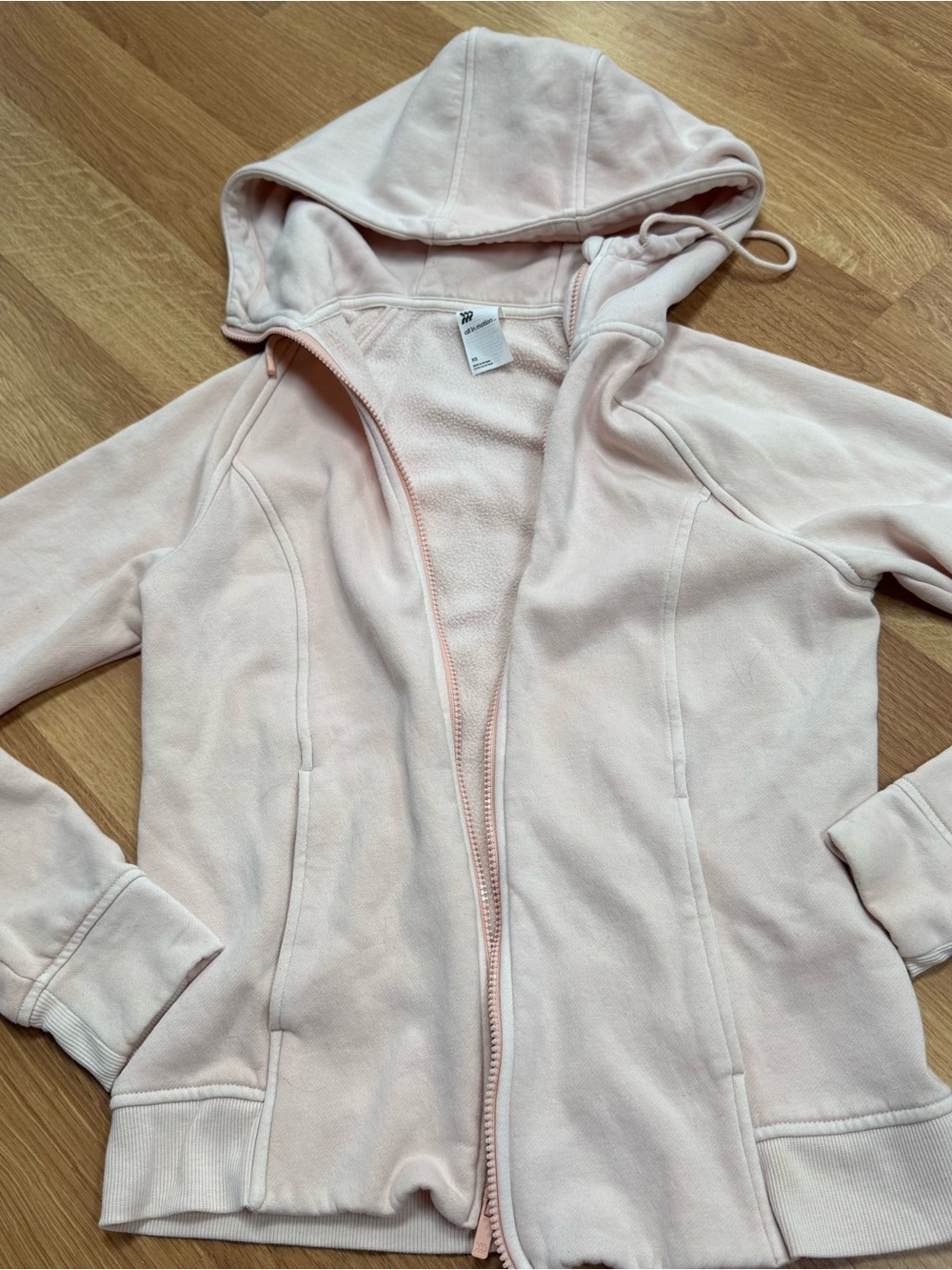 all in motion Pale Pink Sherpa-Lined Hoodie